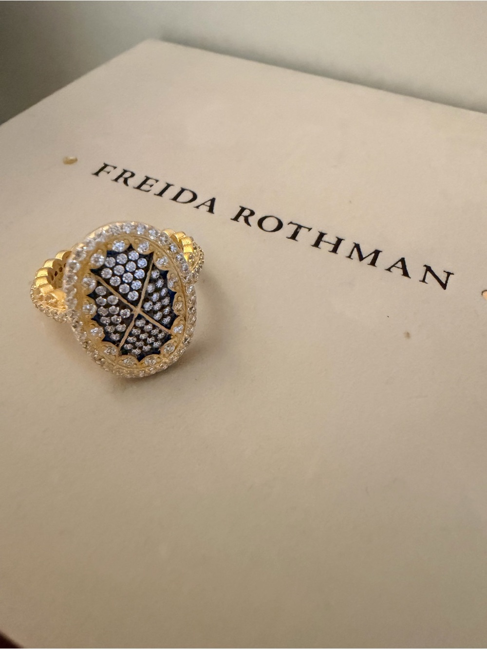 Freida Rothman Gold Plated Sterling Silver Empire Oval Ring NWT - Size 7 - Picture 4 of 4